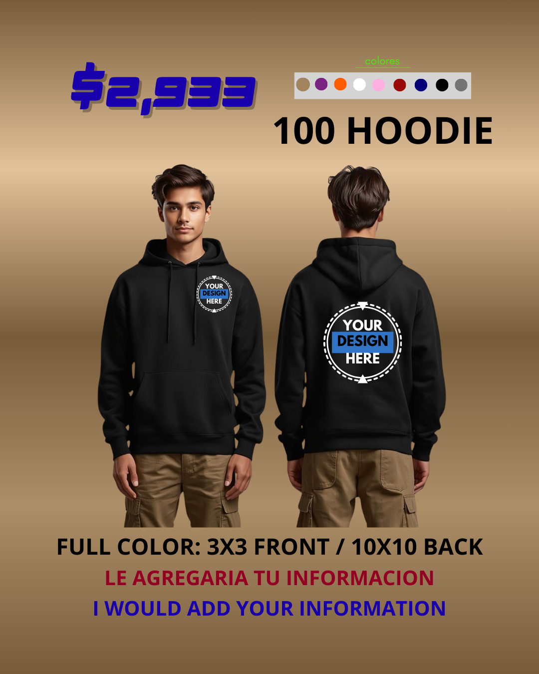 100 HOODIE WITH PRINT ON THE FRONT AND BACK
