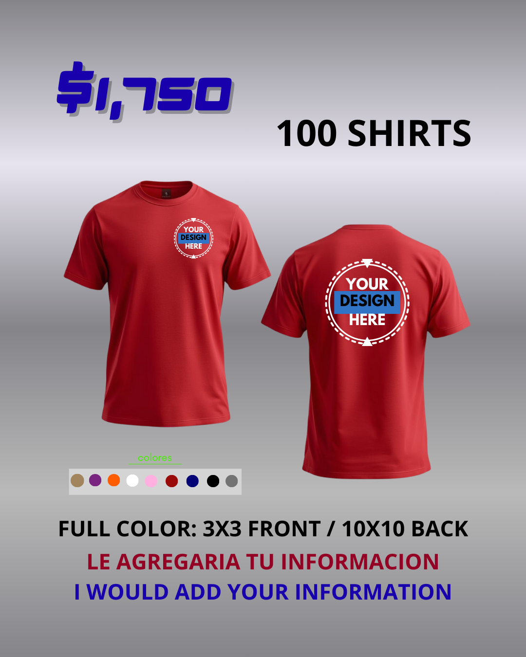 100 T-SHIRT WITH PRINT ON THE FRONT AND BACK