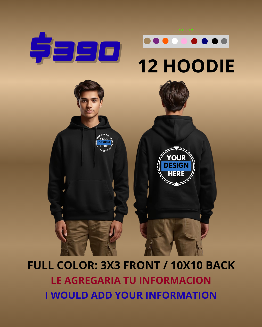 12 HOODIE WITH PRINT ON THE FRONT AND BACK