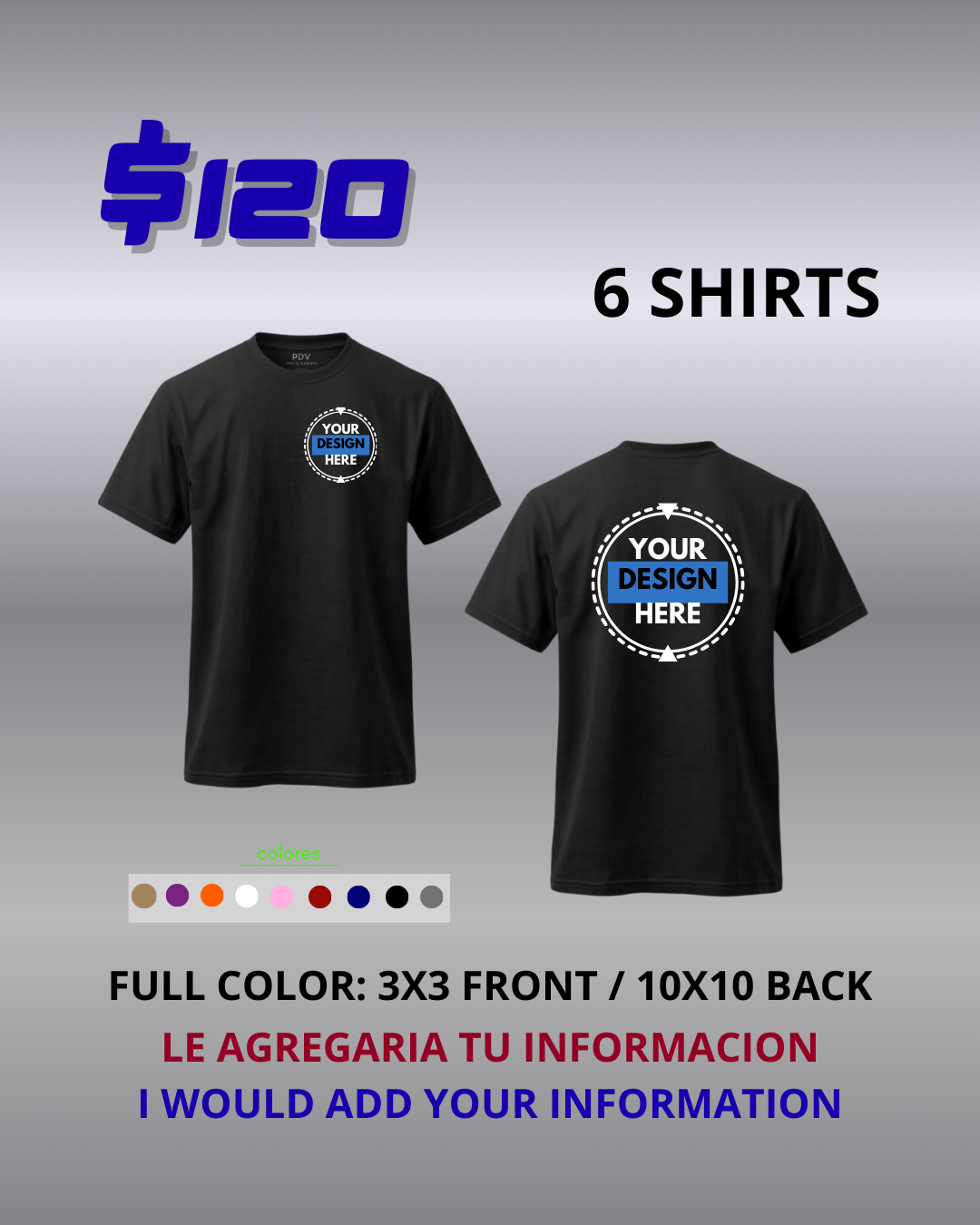 6 T-SHIRT WITH PRINT ON THE FRONT AND BACK