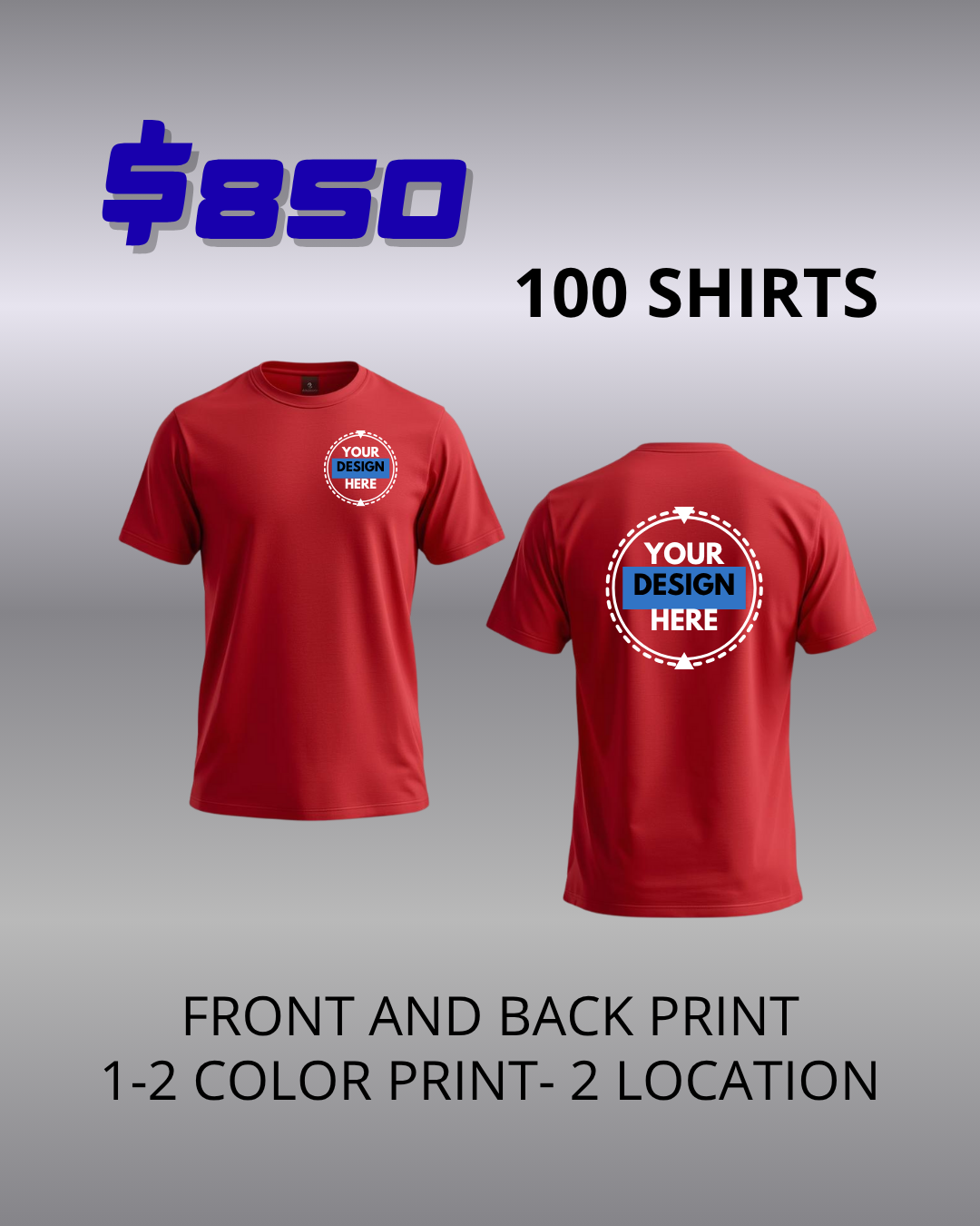 T-SHIRTS FOR YOUR BUSINESS FRONT AND BACK PRINTING ( Call for more information )